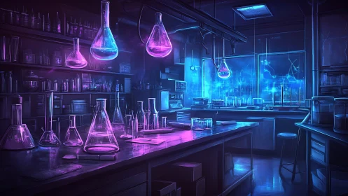 Midnight science lab glows with vibrant neon experiments