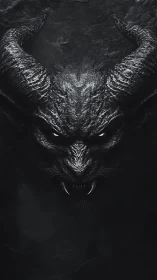 Midnight horned demon rising from obsidian stormwalls.