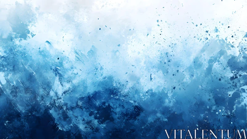 Abstract ocean waves in blue watercolor splatter style artwork.