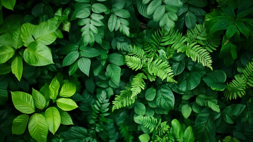 Lush green tropical foliage forms a dense living tapestry.