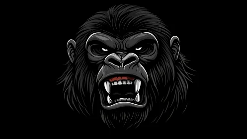 Aggressive gorilla head rendered in high-contrast vector style
