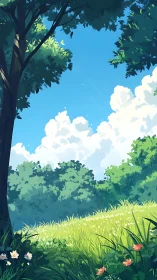 Pastoral Landscape with Luminous Sky and Compositional Tree Framing