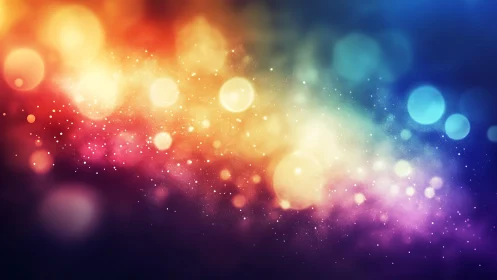 Vibrant Abstract Bokeh Light Background with Rainbow Colors.