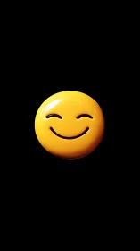 High-gloss 3D yellow smiley face on deep black background