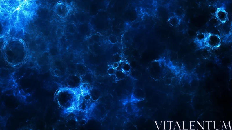 Electric nebula swirls illuminate deep cosmic blue space.