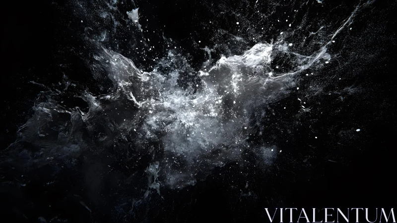 Dynamic water splash explosion on black background, abstract style.