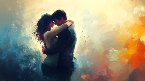 Luminous Embrace: Chiaroscuro Study in Chromatic Dissolution.