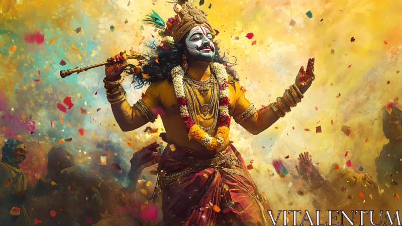Divine dancer storms through a festival of sacred color.