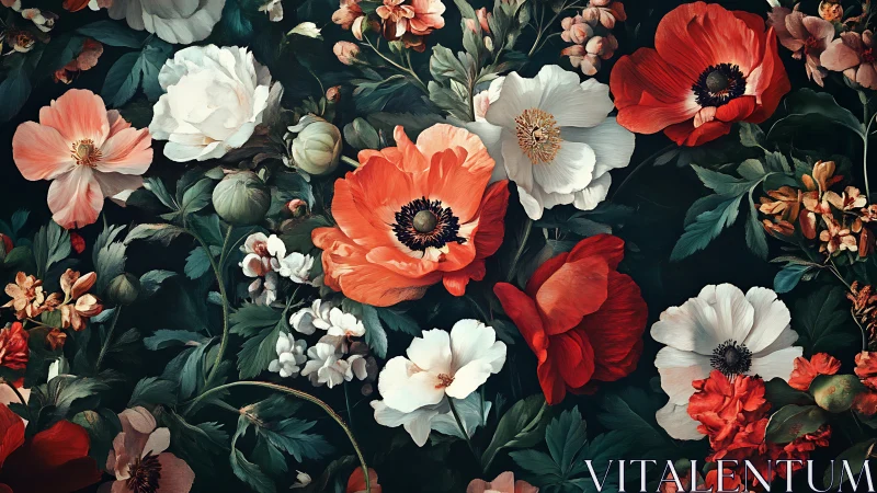 Vibrant Garden Dreams in Red and White.