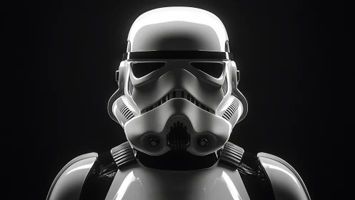 Stormtrooper helmet portrait under dramatic studio lighting
