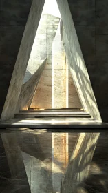 Triangular light chamber reflecting stone geometry dreams.