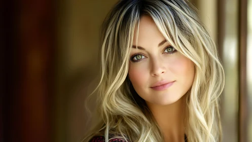 Soft-focus portrait of blonde woman in gentle window light.
