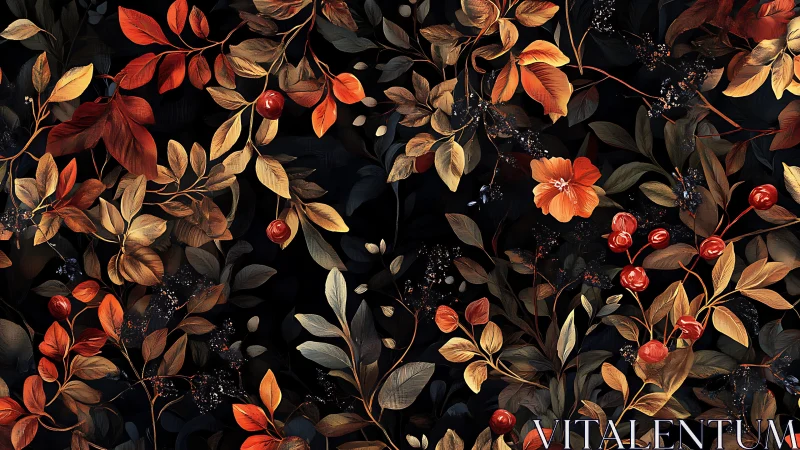 Glowing autumn florals weaving warmth through the dark.