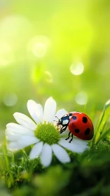 Ladybug leans into a daisy, turning morning light to magic