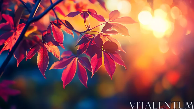 Maple embers catch the sun in a hazy autumn dreamscape.