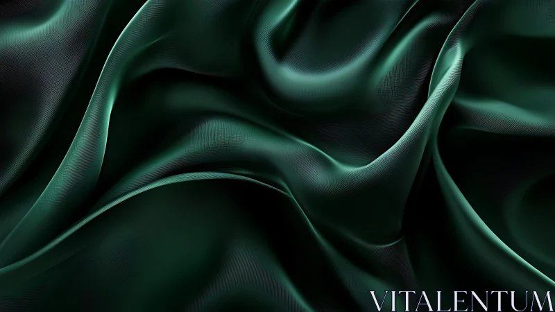 Deep emerald green silk fabric folds in luxurious abstract style.