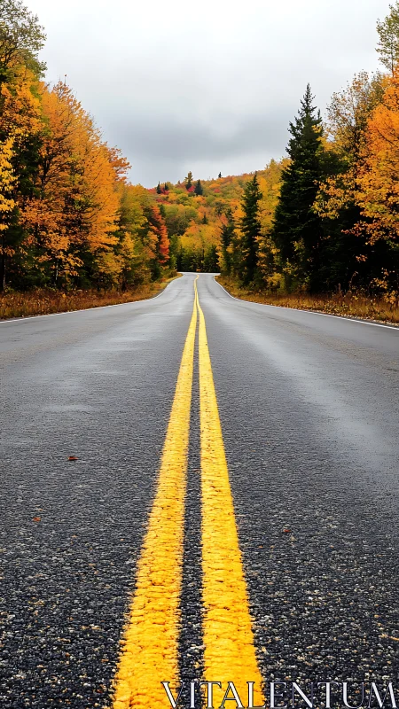 Open autumn road inviting you into glowing forest colors.