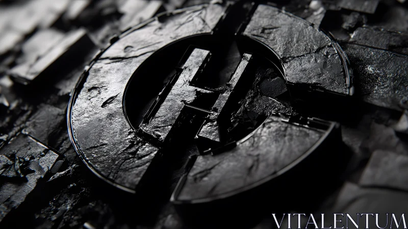 Industrial metallic C and H logo on textured black surface.