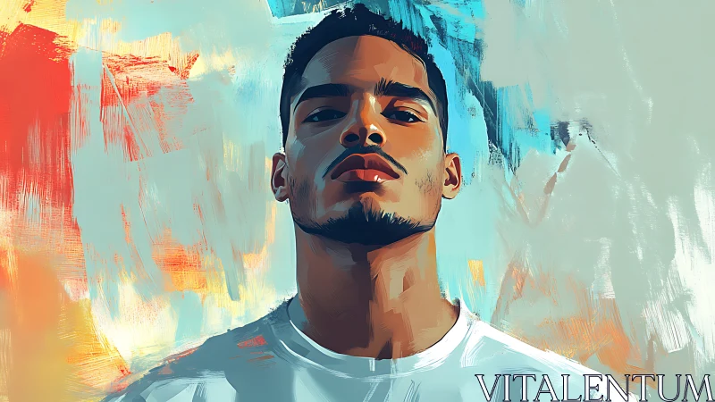 Brushstroke crown on a calm, unshaken modern portrait king.