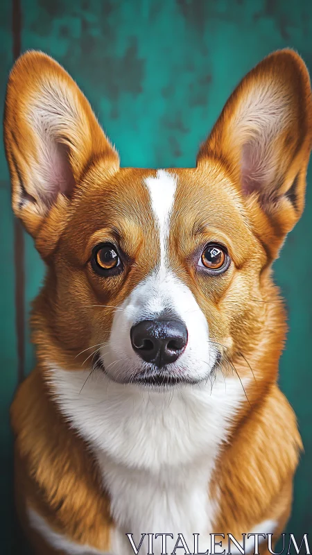 Bright-eyed corgi gazes forward with calm, gentle curiosity