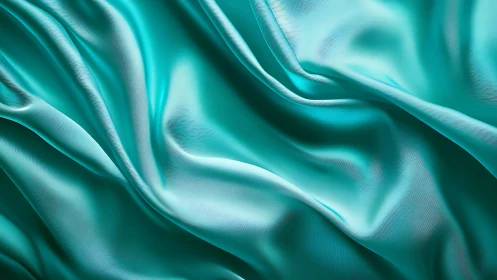 Turquoise satin fabric folds with directional specular highlights