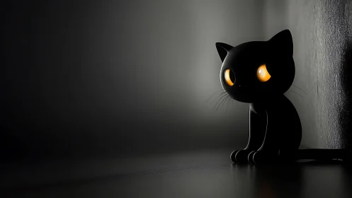 Midnight glow kitty guarding the hush between shadows.