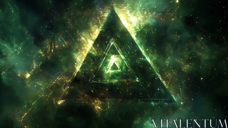 Glowing cosmic triangle inviting you into a dreamy portal.