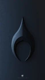 Central matte-black teardrop emblem rendered with sleek extruded geometry