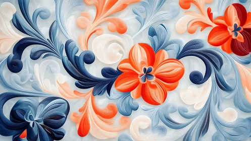 Digital quilled floral composition shows layered curved forms
