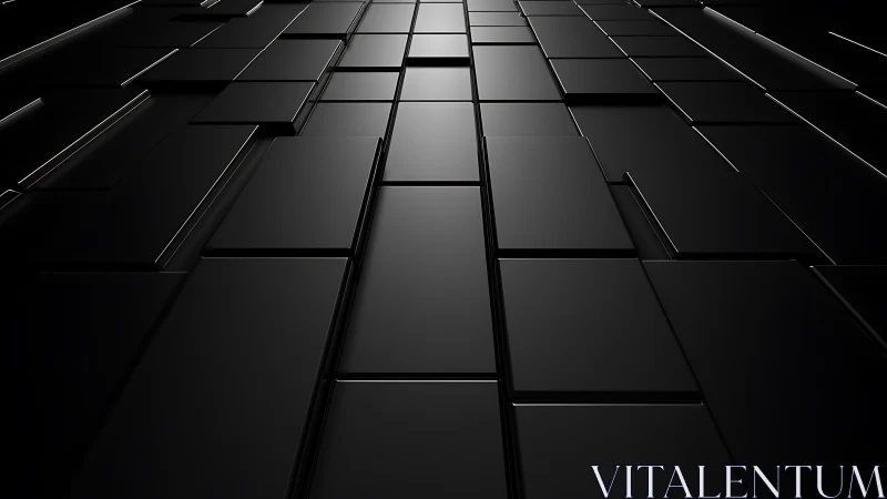 Black rectangular panels forming stepped geometric surface.