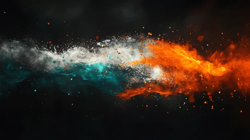 Fire and Water Collision: Abstract Energy Burst.