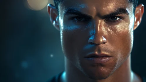 Steel-eyed athlete in neon-lit focus, forged by shadows.