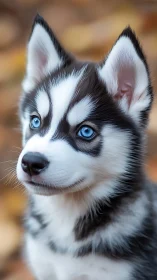 Siberian husky puppy portrait shows sharp detail and clarity