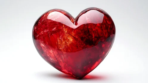 Radiant Ruby Heart Glowing With Luminous Love