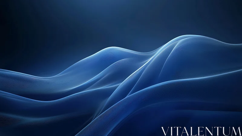 Undulating blue light waves drift across a tranquil digital void