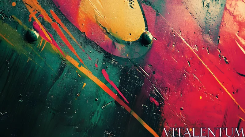 Vivid Abstract Street Art With Bold Colors and Dynamic Texture.