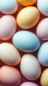 Pastel eggs arranged in a dreamy, softly glowing pattern.