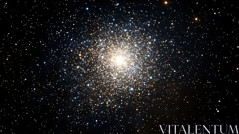 Dense globular cluster core with radially graded stellar field.