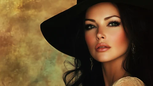 Digital portrait shows woman in dark hat facing camera