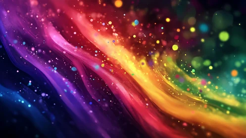 Glowing rainbow nebula waves swirling with playful light.