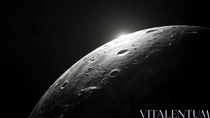 Lunar terminator in oblique view with dramatic rim lighting.