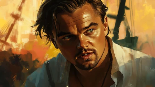 Cinematic male portrait rendered in expressive digital brushwork