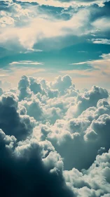 Photorealistic cumulonimbus cloudscape in vertical light study.