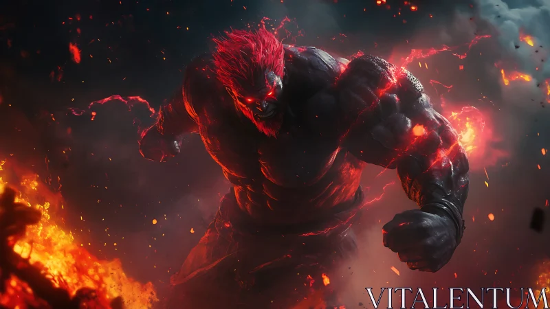 Infernal titan charges through molten battlefield storm