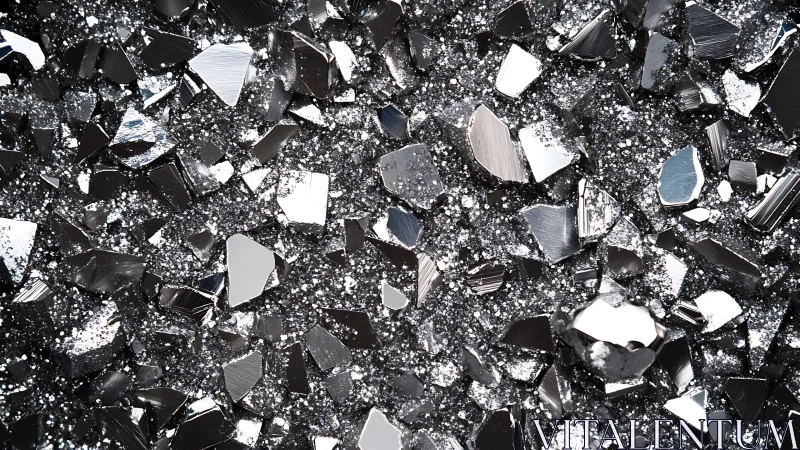 Metallic crystal shards form abstract reflective surface pattern.