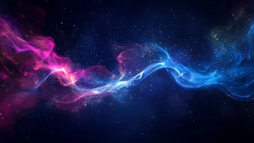 Nebula energy streams intertwine in vibrant cosmic ribbon.