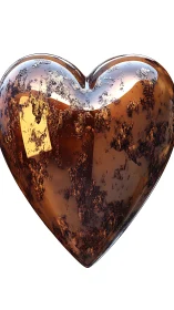 Rust-textured glass heart rendered with reflective lighting