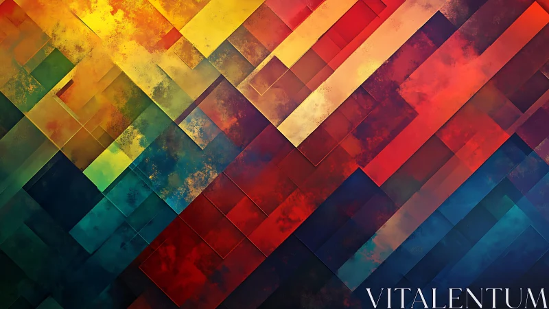 Vibrant Geometric Abstract Art with Layered Textured Rectangles.