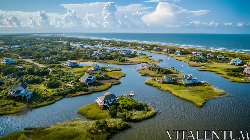 Coastal island homes embracing calm waterways and open sea.