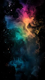 Chromatic nebula plume rendered as abstract digital cosmos
